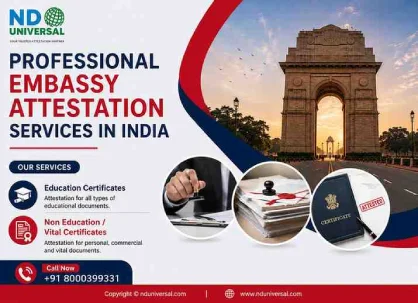Embassy Attestation Services in India for degree, birth, marriage, and commercial documents.